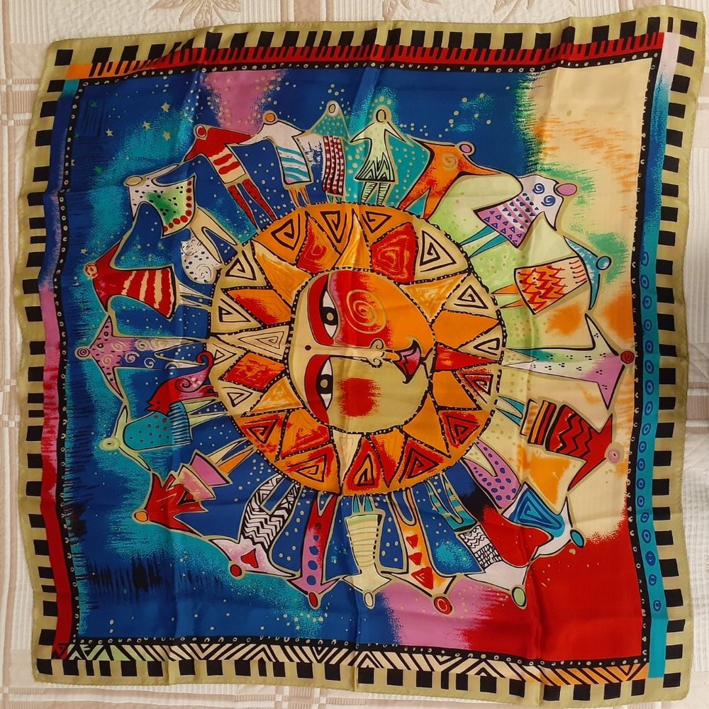 Large Square Scarf Multicolor Size 33" - Picture 8 of 8